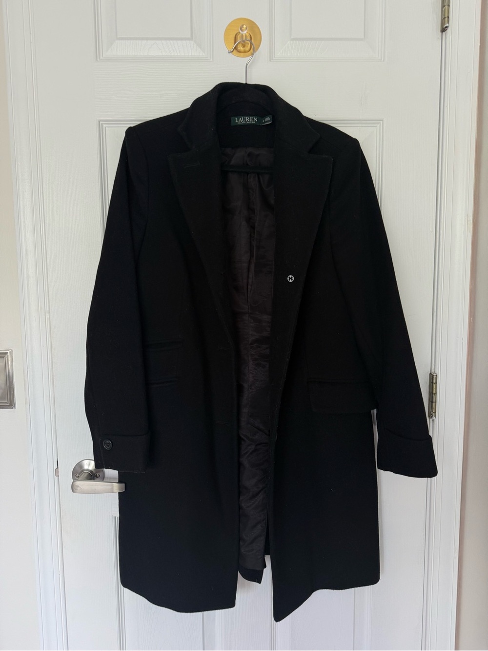 Lauren Ralph Lauren Wool Blend Black Overcoat size 8
